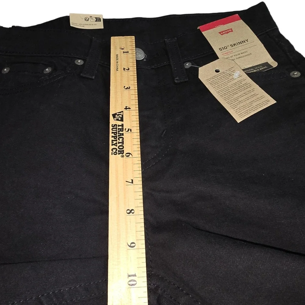 Levis 510 Skinny Jeans Mens 26x32 Black Stretch Denim Modern Fit Pants NEW